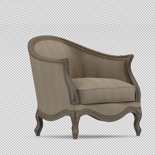 Render 3D de sillón isométrico