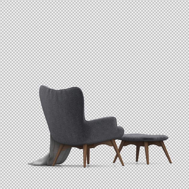 Render 3d de sillón isométrico