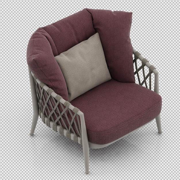 Render 3d de sillón isométrico