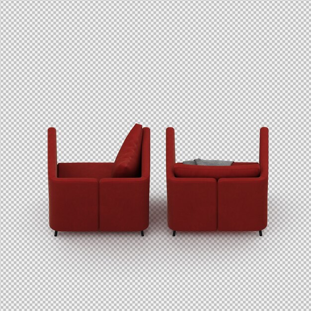 Render 3D de sillón isométrico