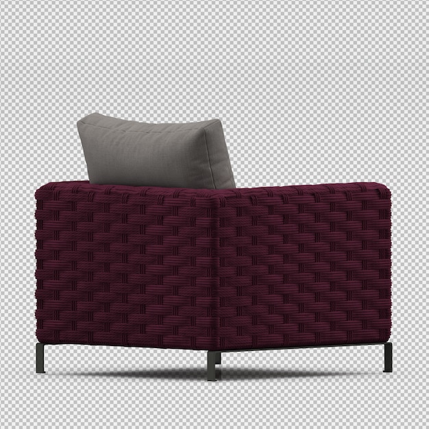 Render 3d de sillón isométrico