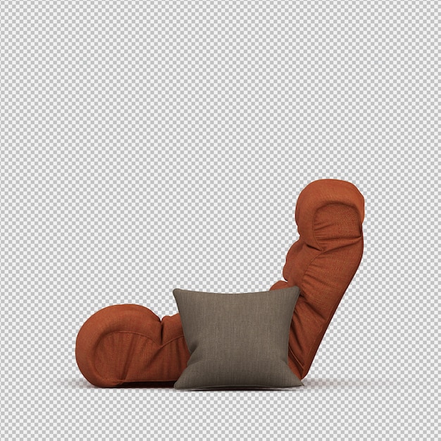 Render 3d de sillón isométrico