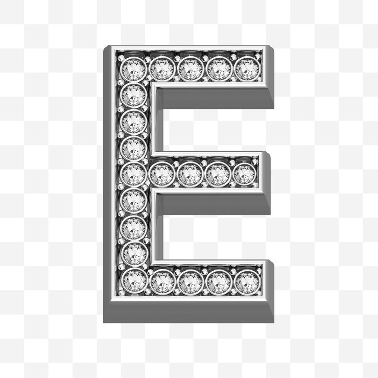 PSD render 3d del símbolo del alfabeto de diamantes de letras de joyería de plata de lujo