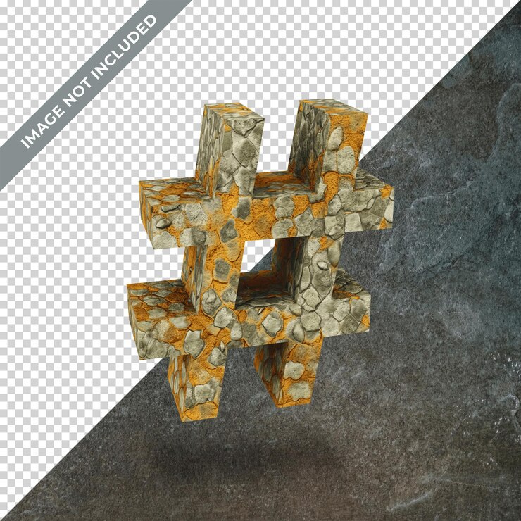 PSD render 3d del símbolo de hashtag con fondo aislado