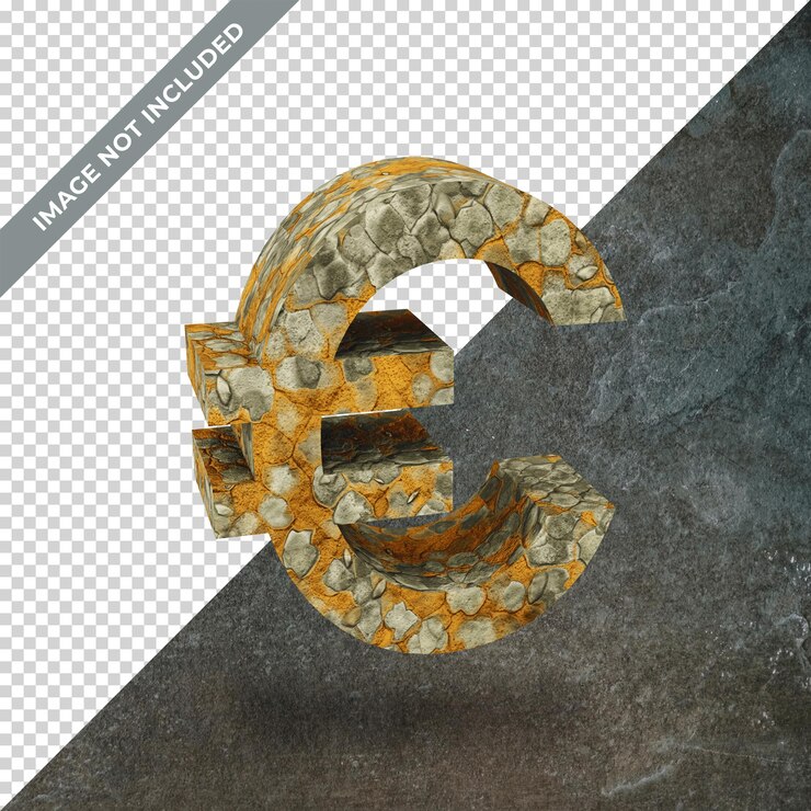 PSD render 3d del símbolo de la moneda euro con fondo aislado