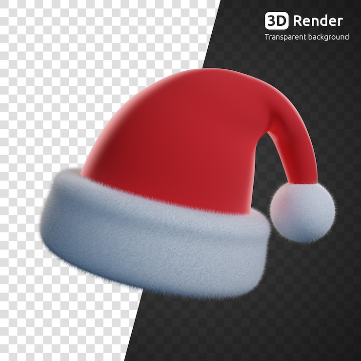 PSD render 3d de sombrero de santa claus aislado