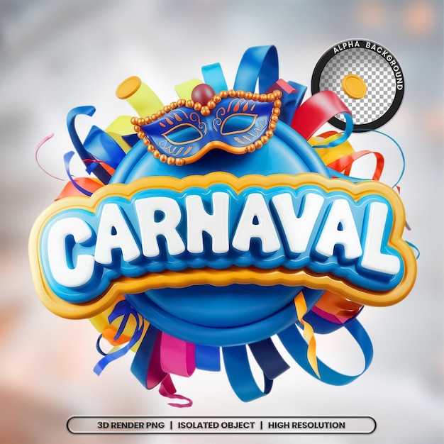 Render 3D Stamp carnevale Elemento cono PSD PNG