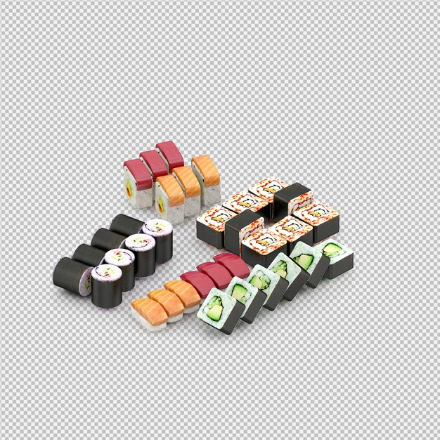 render 3D de sushi