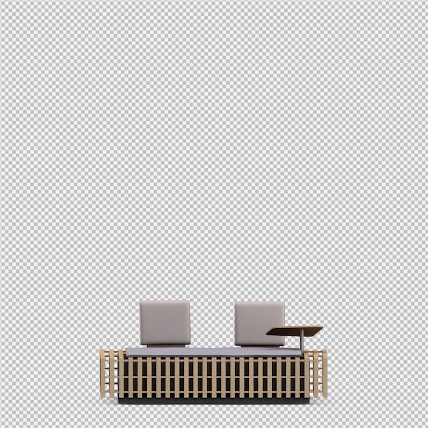 render 3D tempat tidur isometrik