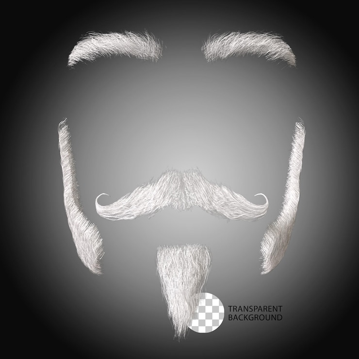 PSD render 3d terisolasi psd janggut kumis
