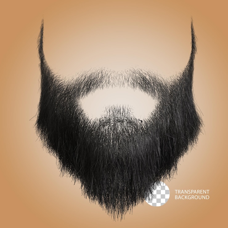 PSD render 3d terisolasi psd janggut kumis