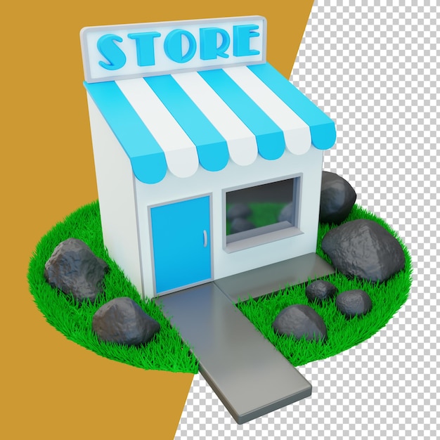 PSD render 3d de la tienda