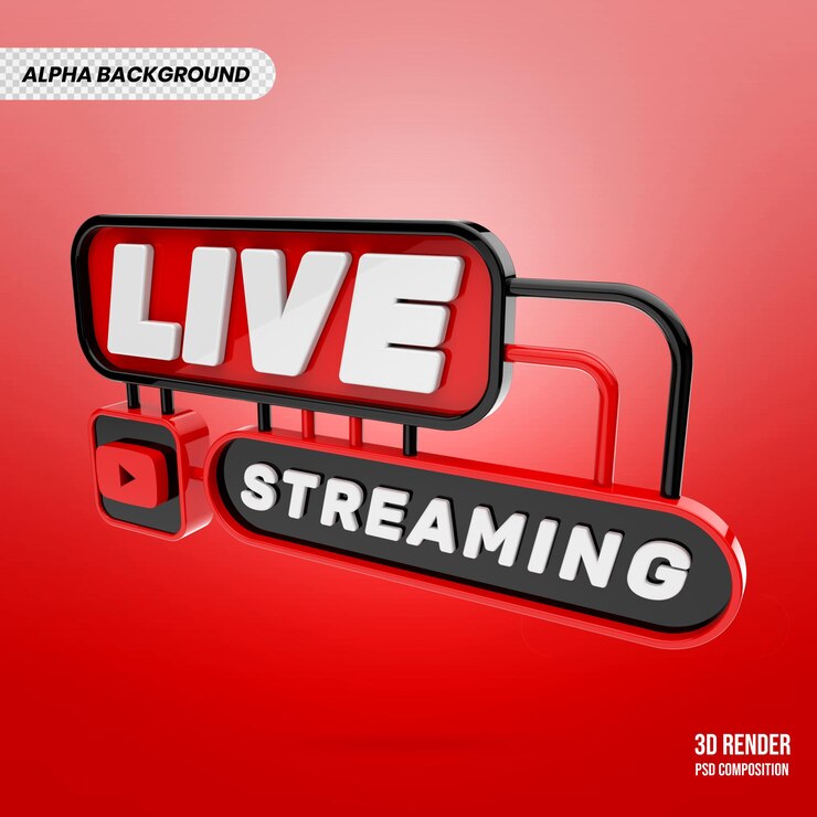 PSD render 3d de transmisión en vivo de youtube