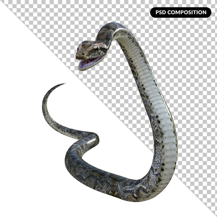PSD render 3d ular piton terisolasi