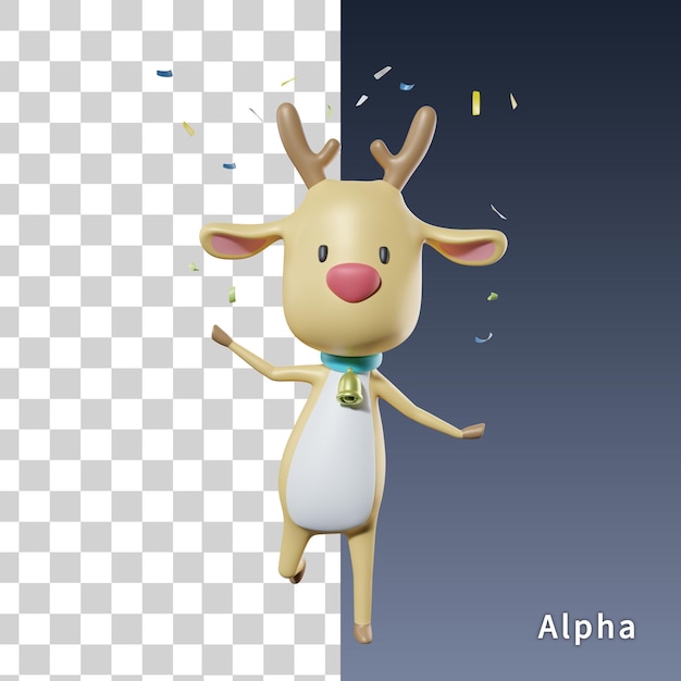 PSD render 3d de venado de navidad