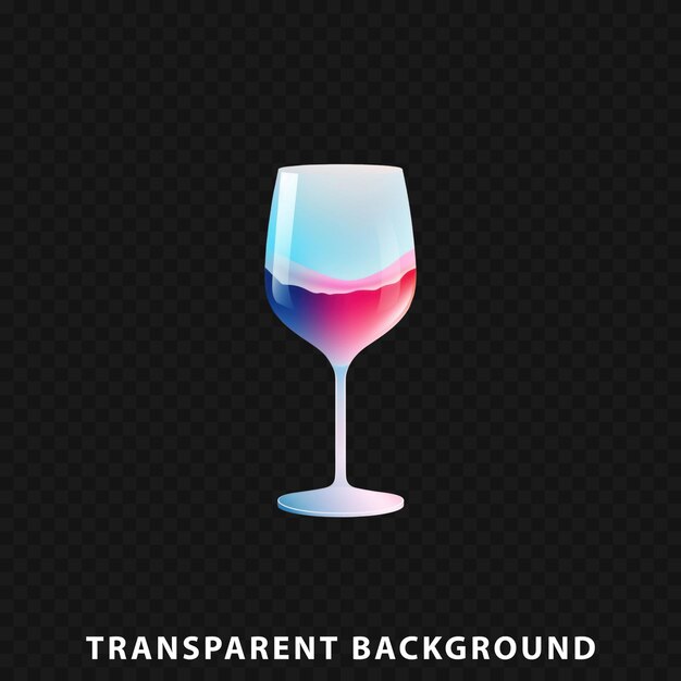 Render 3d vino de vidrio aislado sobre un fondo transparente