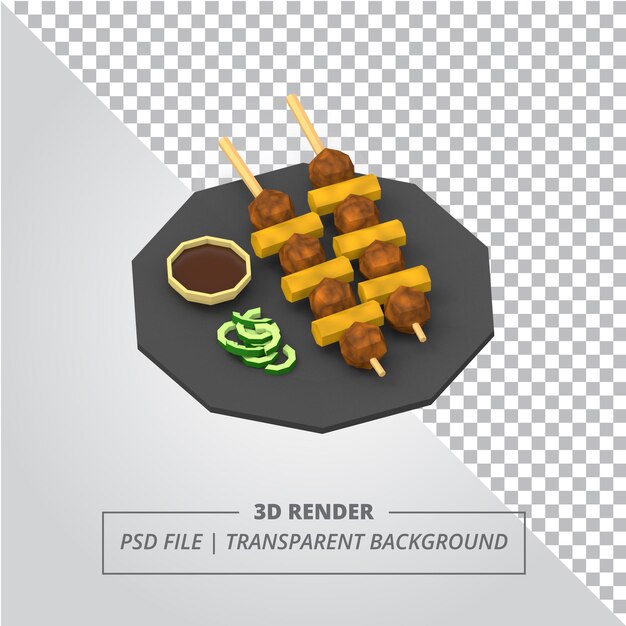 PSD render 3d yakitori de poly bajo