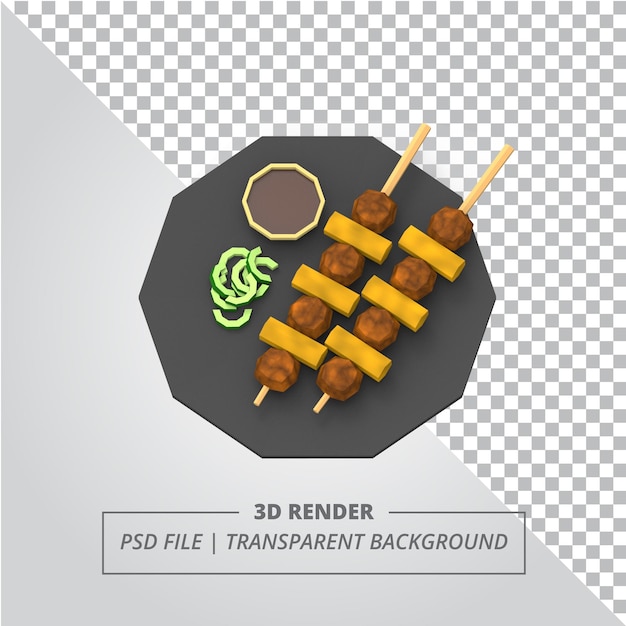 Render 3d yakitori de poly bajo