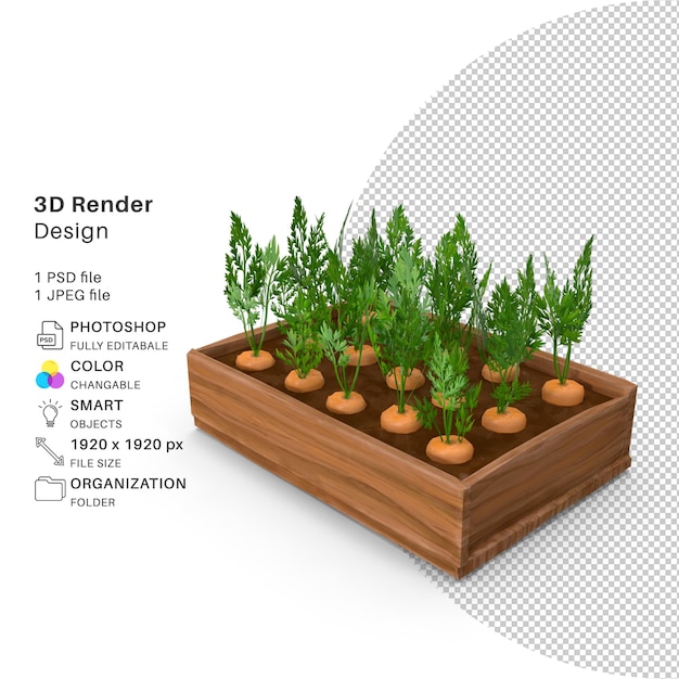 Render 3D de zanahoria orgánica