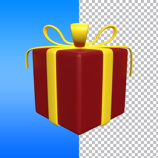 Render de caja de regalo 3d con fondo transparente