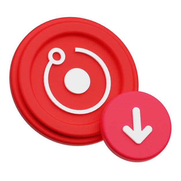 Render-Crypto-Token 3D-Symbol auf weißem Hintergrund isoliert