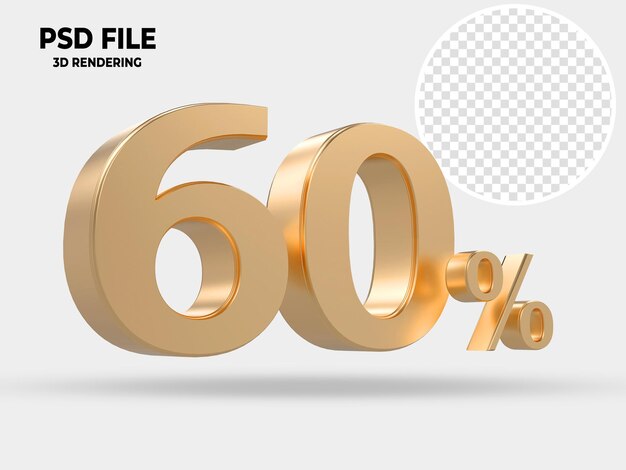 Render de estilo 3D de lujo de oro 60 por ciento