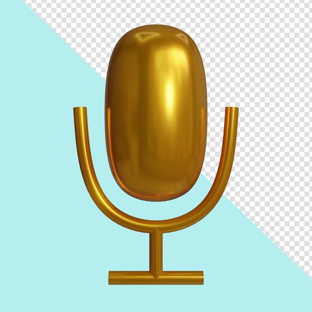 Render de icono 3d de oro de micrófono