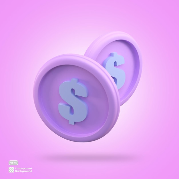 Render de icono de moneda 3d