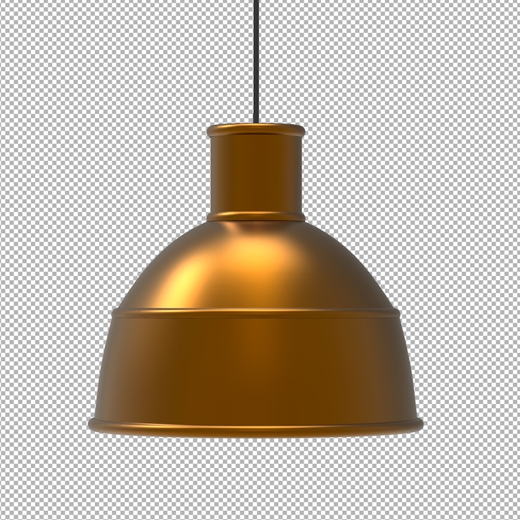 PSD render de lámpara de techo aislado. vista frontal isométrica pared transparente. premium 3d.