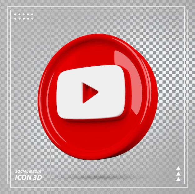 Render de lujo 3d de icono de youtube