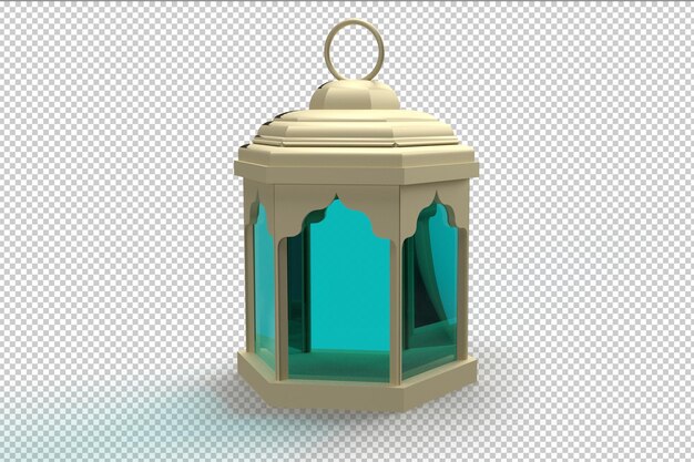 Render realista 3d linterna islámica psd