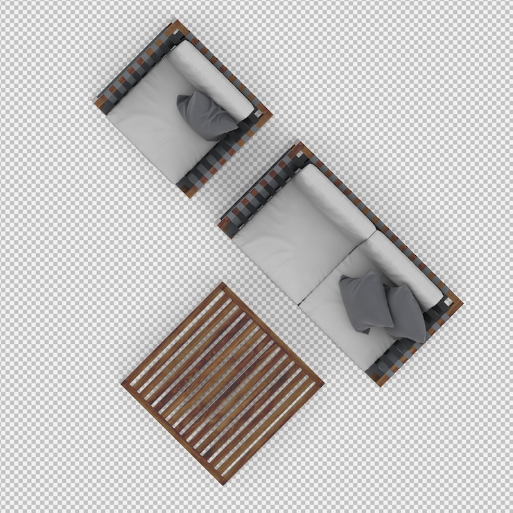 Render terisolasi 3D Sofa Isometrik