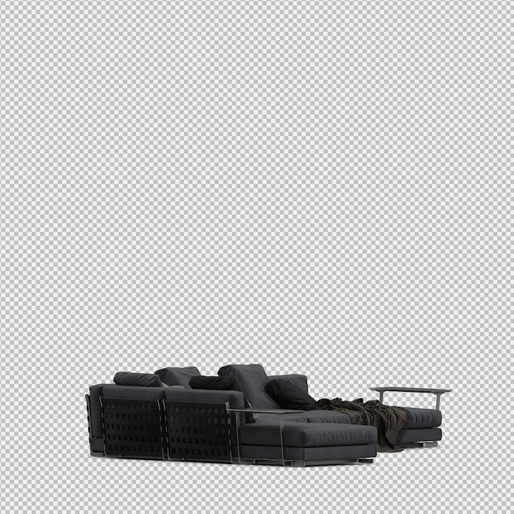 PSD render terisolasi 3d sofa isometrik