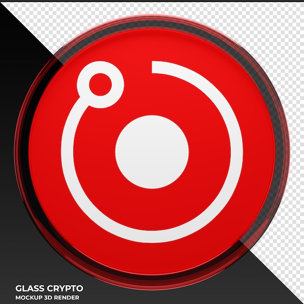 Render Token RNDR Glass Crypto Coin Ilustración 3D