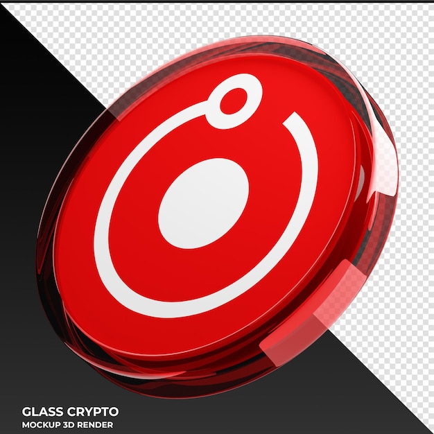 Render Token RNDR Glass Crypto Coin Ilustración 3D