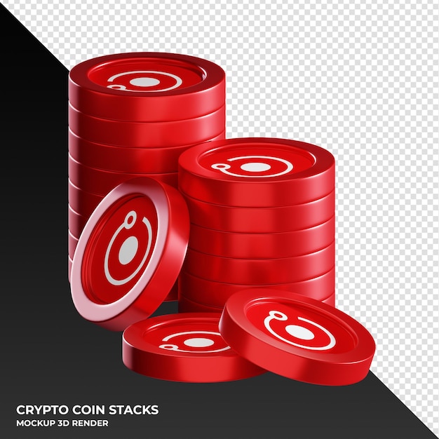 PSD render token rndr pilas de monedas cryptocurrency 3d render ilustración