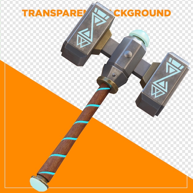 Renderage 3D du marteau métallique de jeu avec un fond transparent