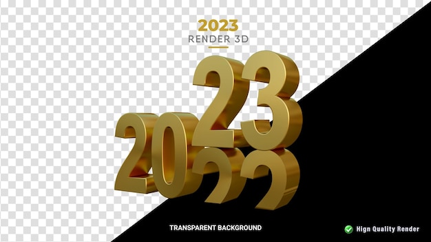Rendering 3d 2023 matte gold neujahrsnummer in hoher qualität