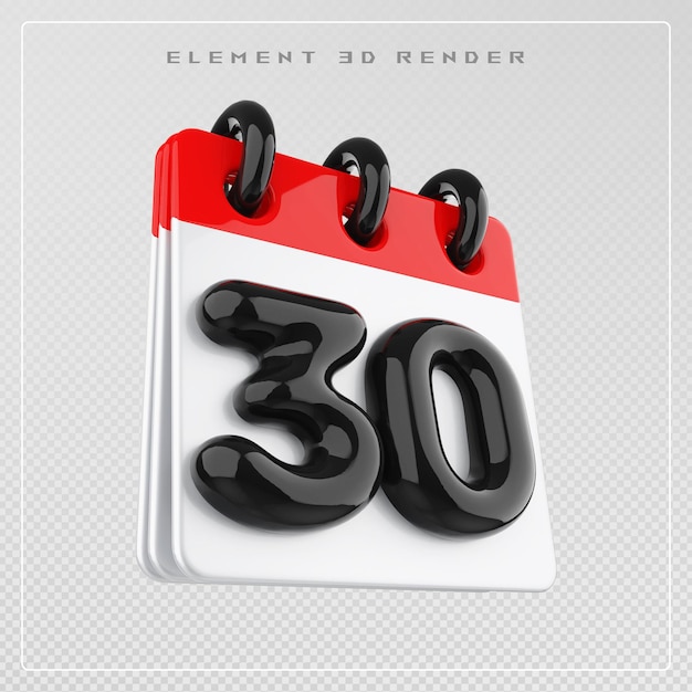 Rendering 3D 30 sull'icona del calendario