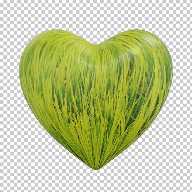 Rendering 3D a forma di cuore con texture a foglia verde