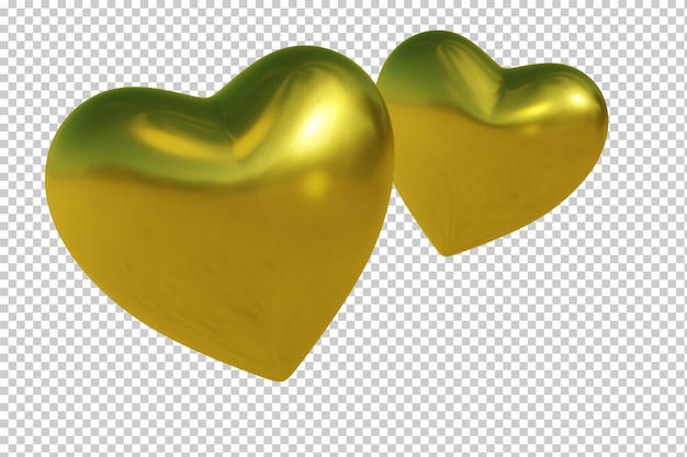 Rendering 3D a forma di cuore d'oro