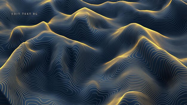 Rendering 3D abstrait de lignes ondulées formant un paysage texturé