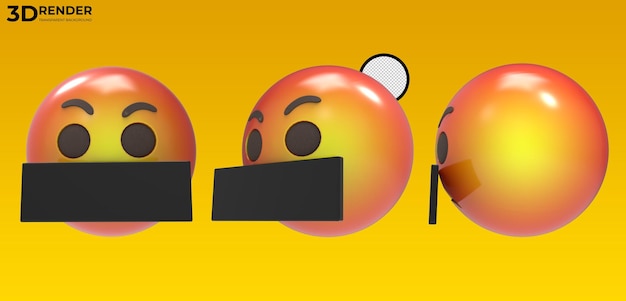 rendering 3d abusando dell'emoji del viso su sfondo trasparente