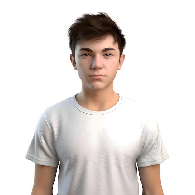 PSD rendering 3d d'un adolescent isolé sur fond blanc avec chemin de découpage