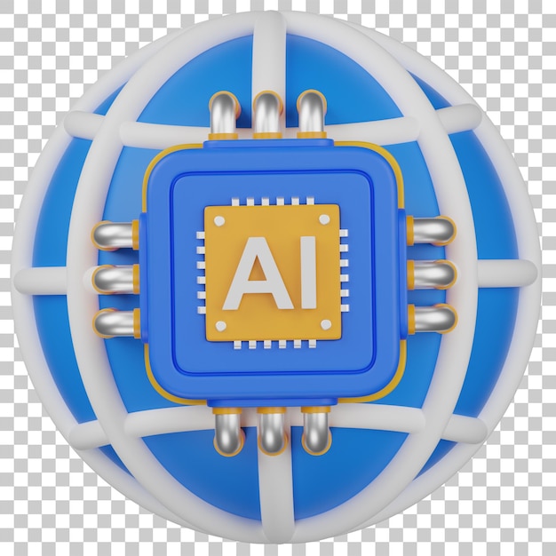 Rendering 3D AI e concetto di tecnologia globale
