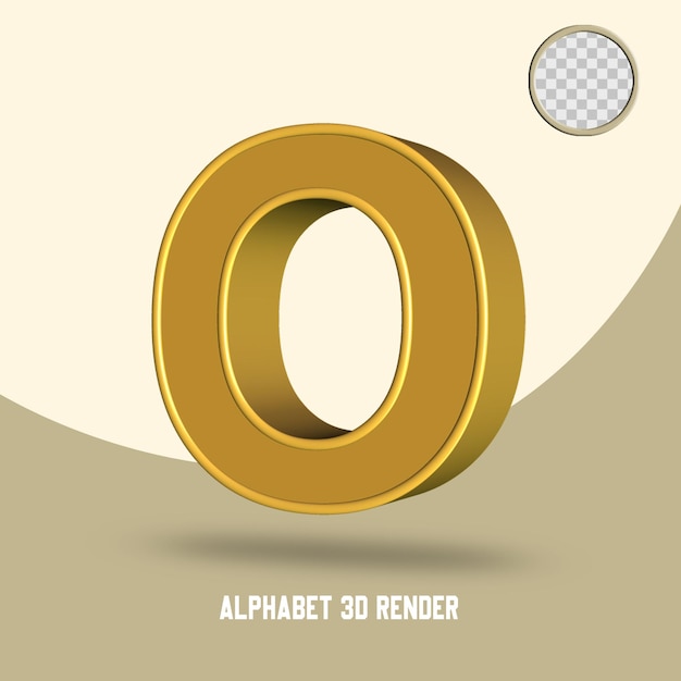 Rendering 3D Alfabeto O stile oro