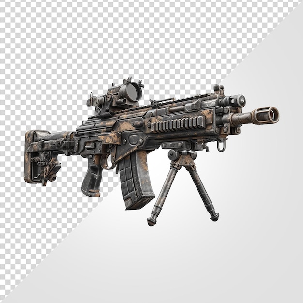 PSD rendering 3d de la ametralladora m240 en un fondo transparente