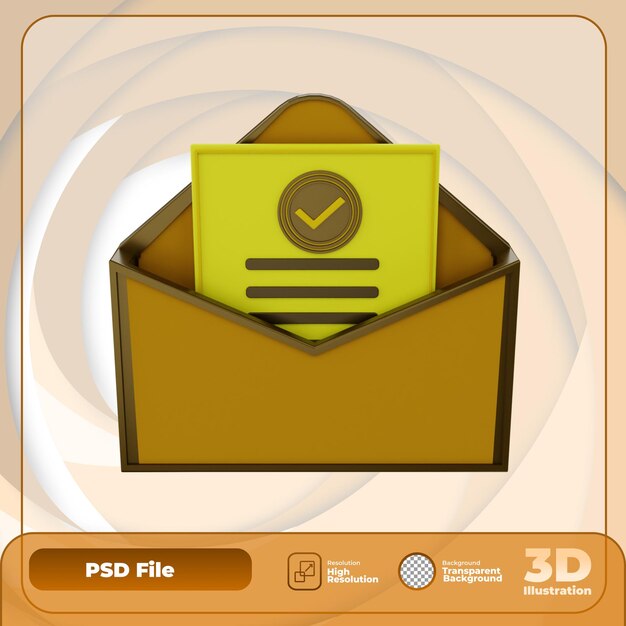 Rendering 3D Approva icona e-mail Illustrazione