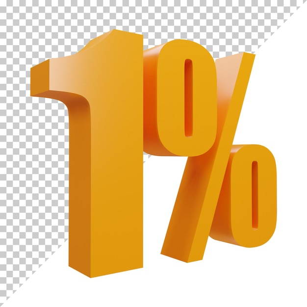 Rendering 3d arancione creativo numero 1 percento