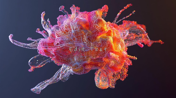 PSD rendering 3d astratto e colorato di una macchia organica vibrante con tendini che scorrono
